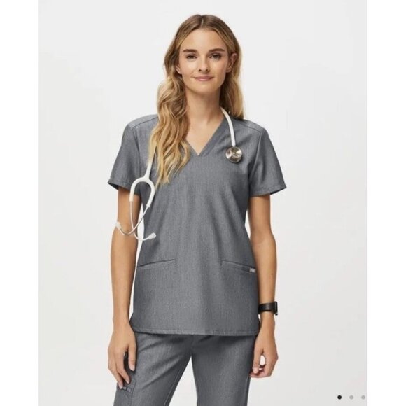 Figs Women's Sz M Casma Three Pocket  Graphite Gray Scrub Top FW1100 - Picture 1 of 6